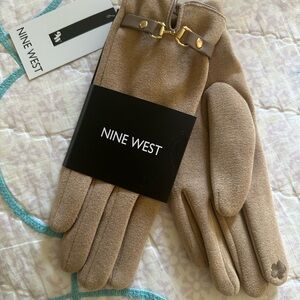 Nine West Beige Gloves with Buckle Detail
